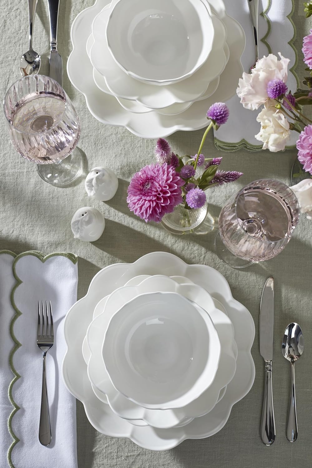 Lenox Dinnerware Set, Studio 1414 Scallop 16-Piece Set, Service For 4, Bone China Material, Dishwasher & Microwave Safe, Home And Kitchen, Kitchen And Dining, Plates And Bowls Sets (White, 16 Pieces)