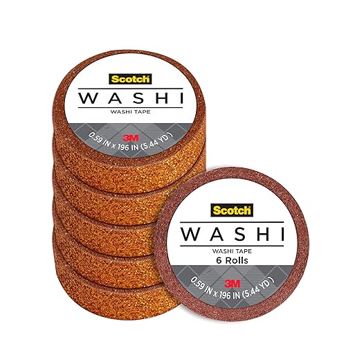 Scotch Expressions - Cinta con purpurina, 0.59 x 196 pulgadas, purpurina naranja brillante, 6 rollos (C514-ORG)