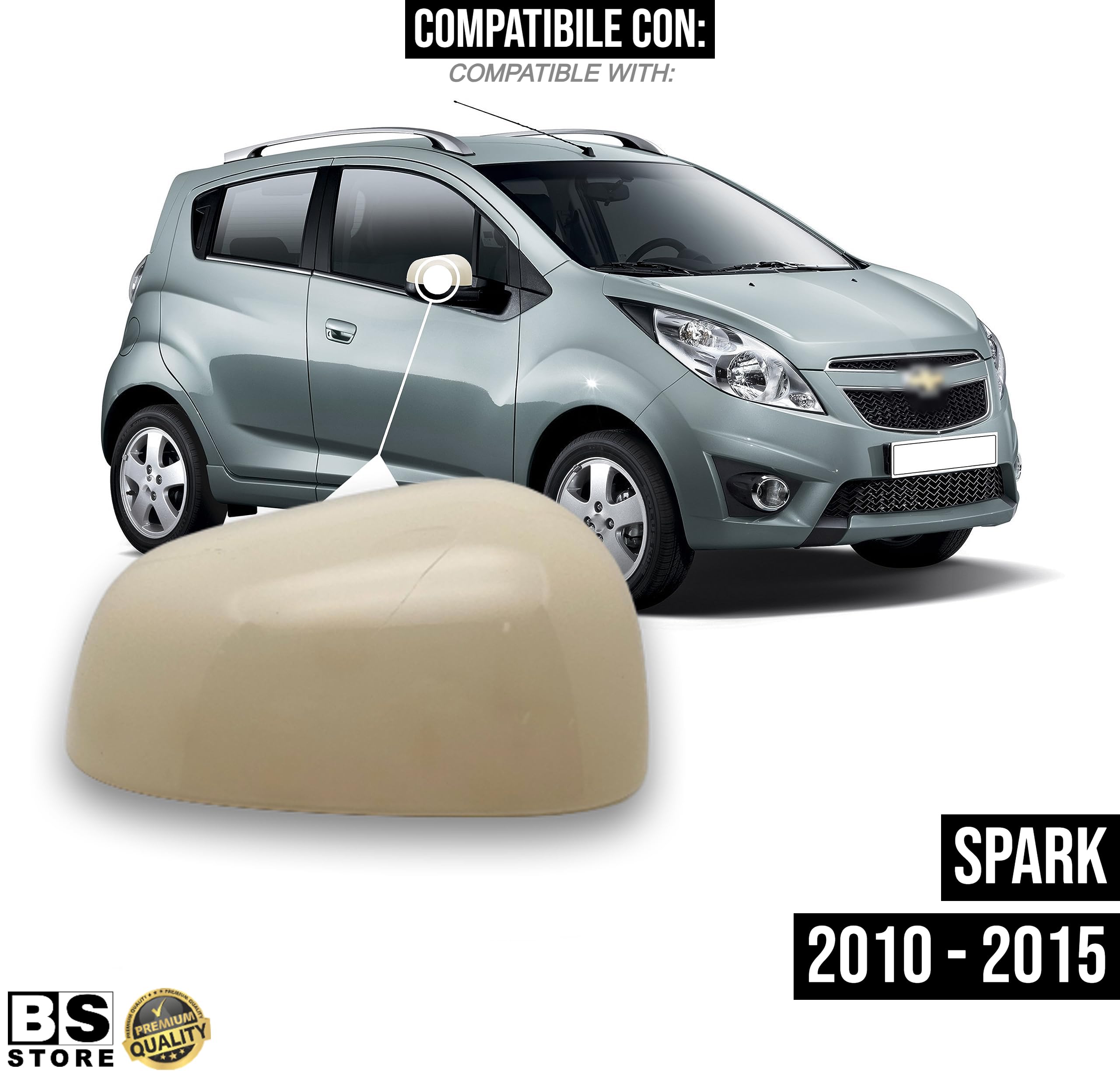 BSSTORE Calotta Specchietto Retrovisore da Verniciare per SPARK (M300) 2010-2015 (Sinistra - Lato Conducente)