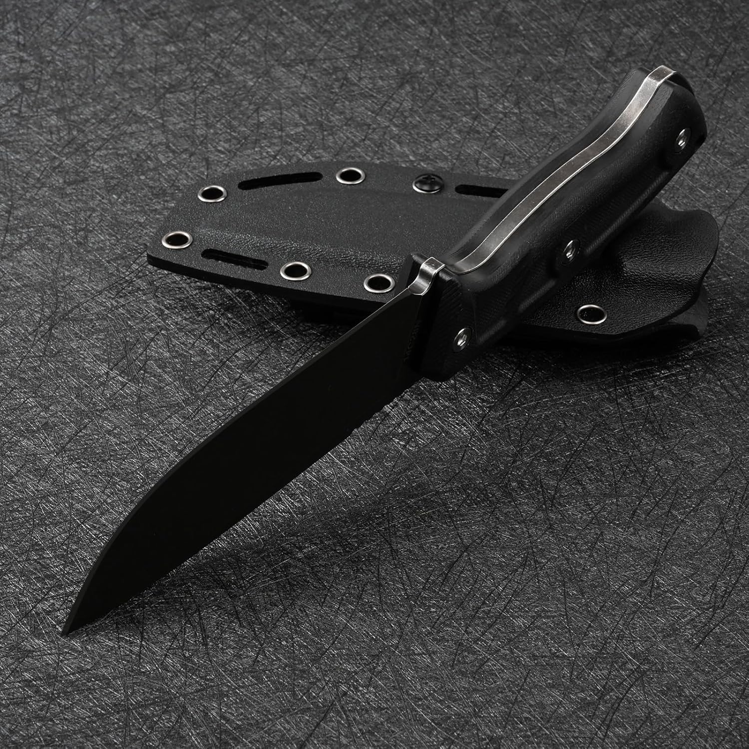 Knives 14C28N Steel Tactical Fixed Blade Knife with kydex sheath G10 Handle for Men EDC Outdoor Camping Survival Hunting (Black Stone Wash+Black G10)