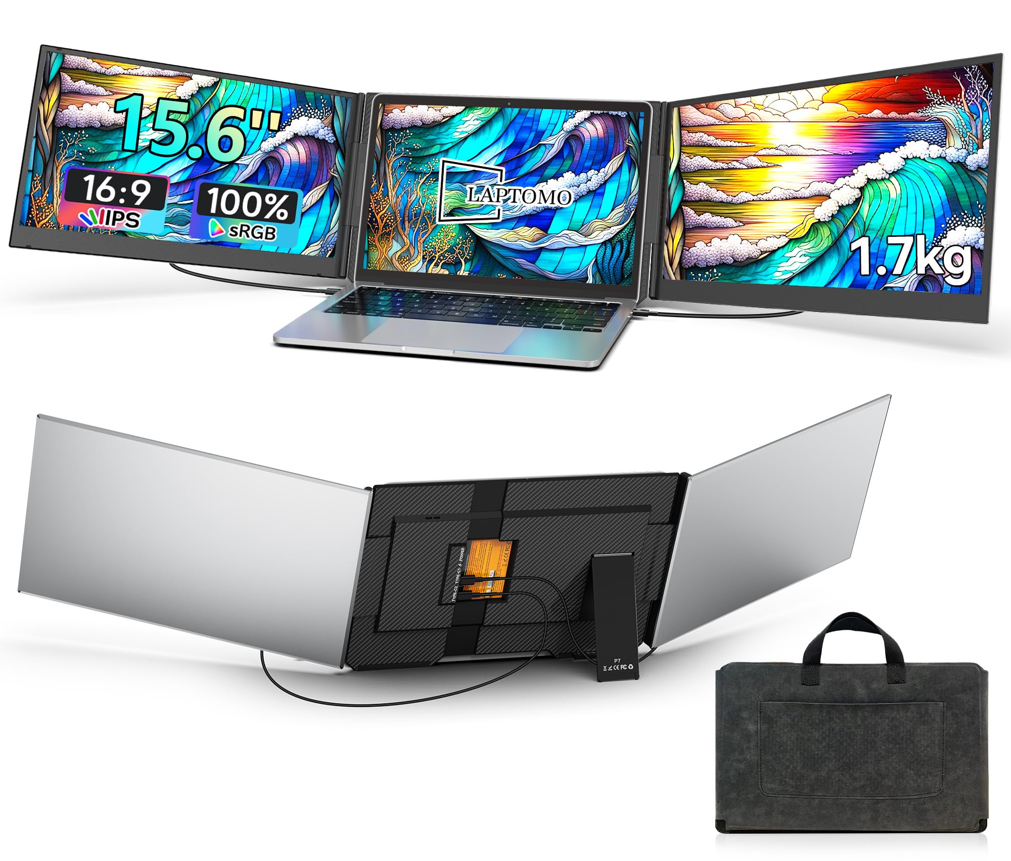 Amazon.co.jp: Laptomo トリプルモニター 15.6インチ FHD 1080P IPS