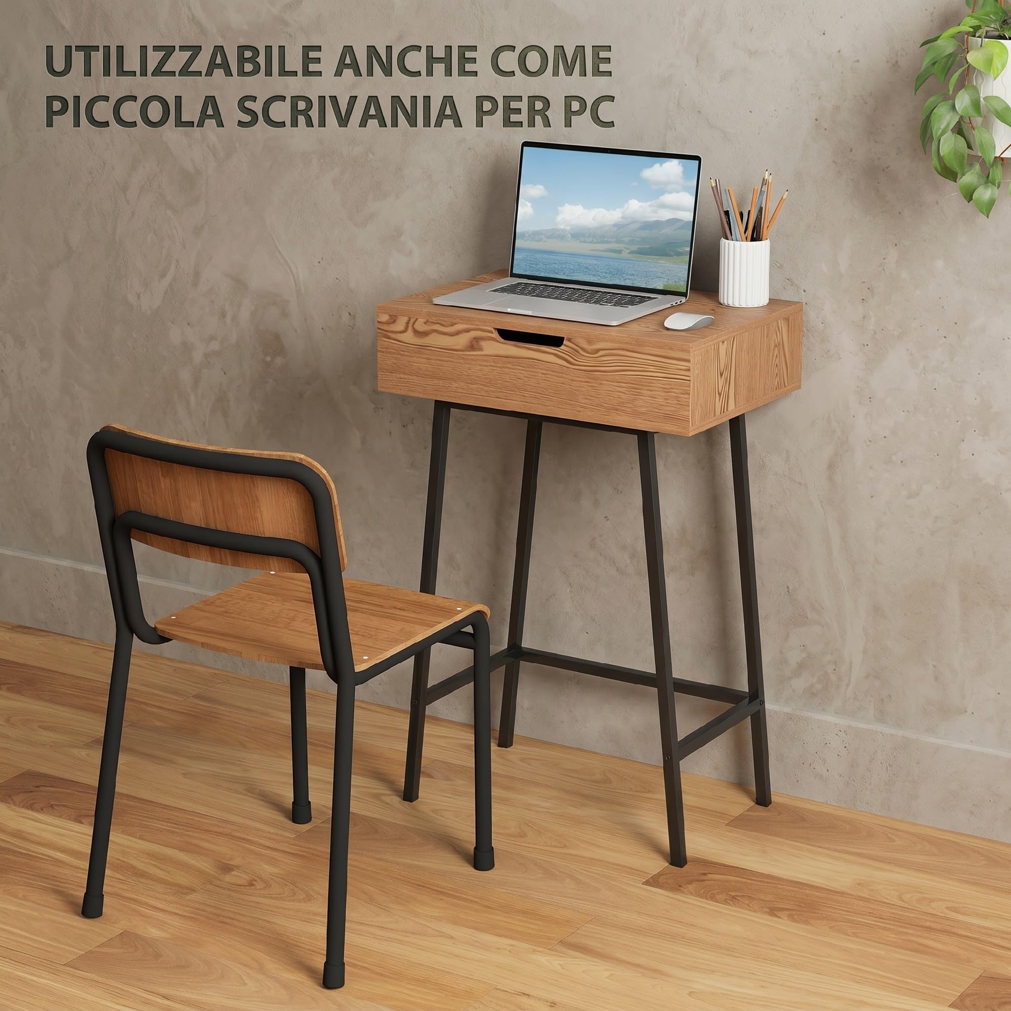 HOMCOM Toeletta Trucco con Specchio Ribaltabile 60x40x90 cm Colore Legno | Elegante, 16 Scomparti Nascosti, Postazione Make Up, Legno e Acciaio, per Camera da Letto, Stile Moderno