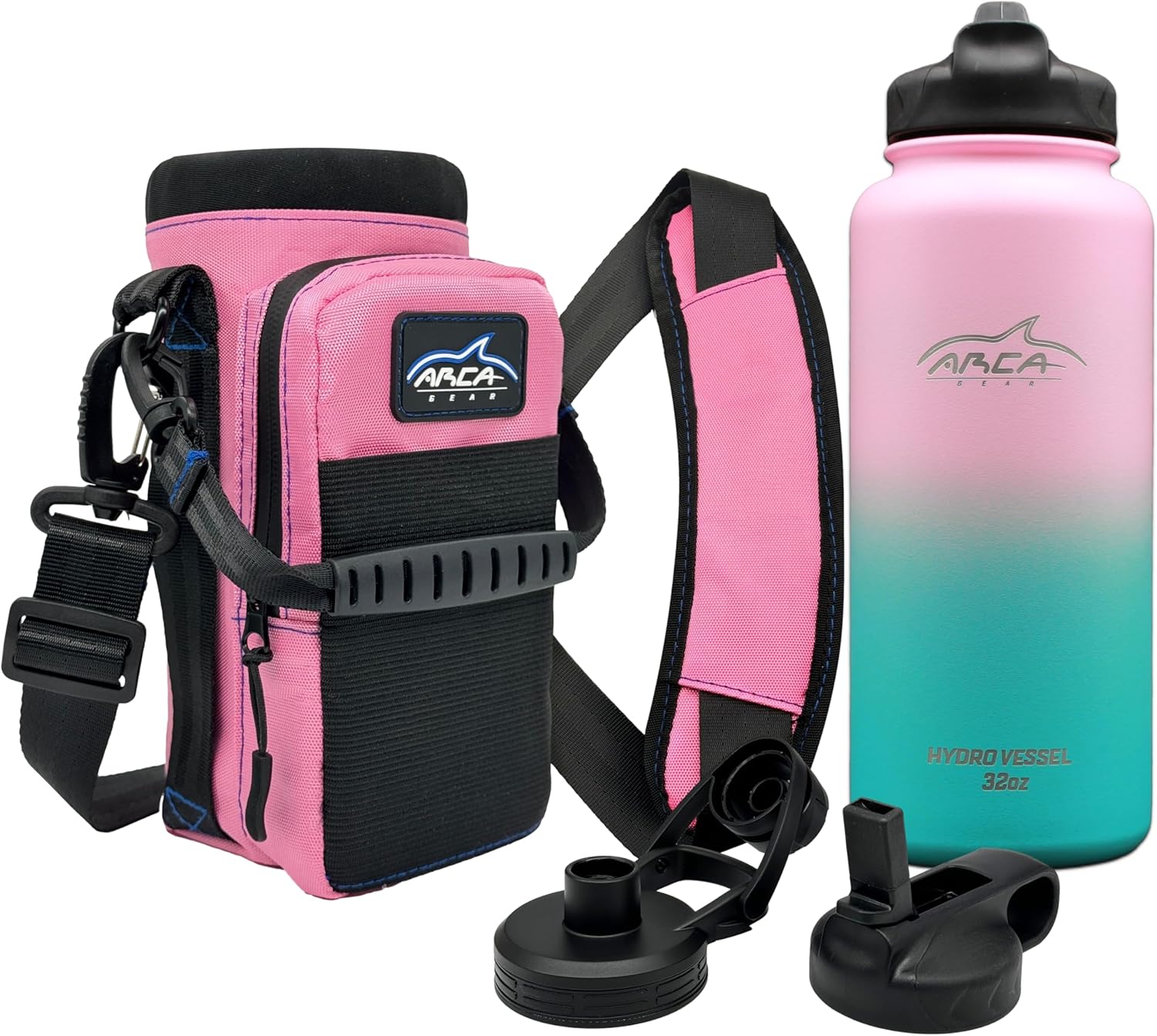 Arca Gear Hydro Vessel & Hydro Carrier Combo Pack - Insulated Stainless Water Bottle and Carrier - 32oz Bottle