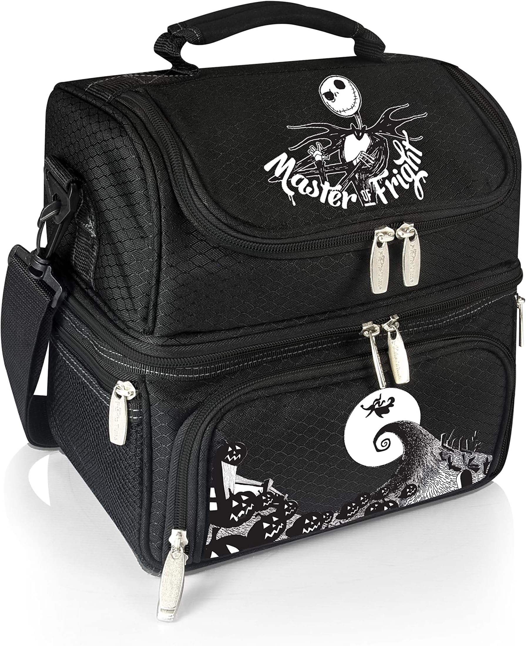 PICNIC TIME Disney Nightmare Before Christmas Jack Pranzo Lunch Bag, Insulated Lunch Box with Utensil Set, Lunch Cooler Bag, (Black), 11 x 7.5 x 12