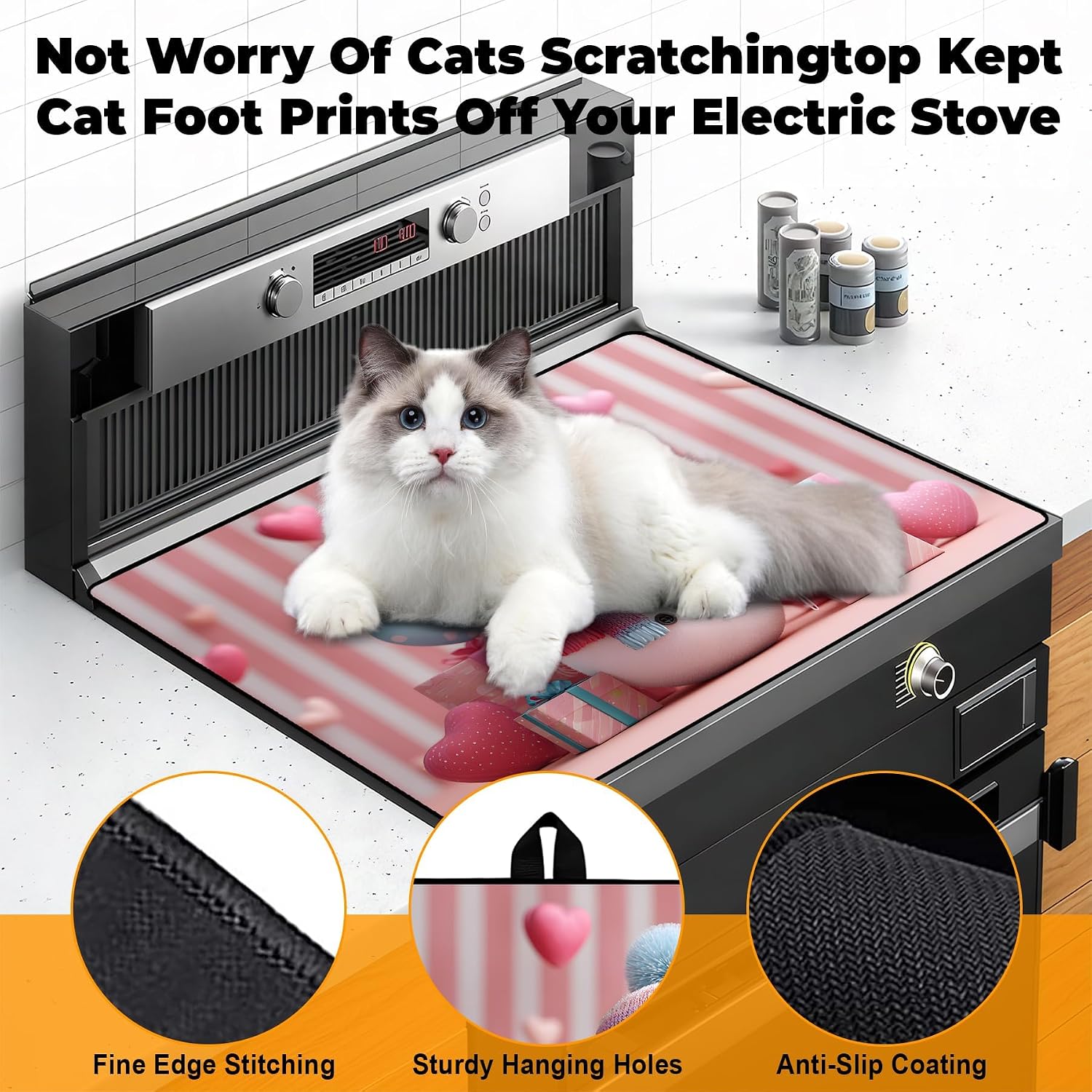 Heat-Resistant Stove Top Cover with Anti-Slip Rubber Coating – Electric Stove Protector, Scratch-Resistant, Expands Counter Space (Love Snowman, 28.5"L x 20.5"W)