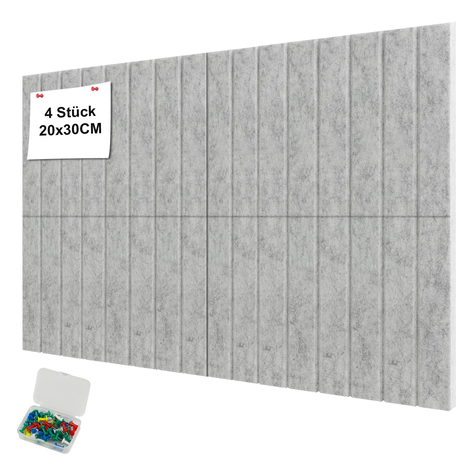 YFLeomry 40x60cm Large Cork Board Felt Wall Tiles, 4Pack 20x30 cm Felt Board, 0.9cm Thick Foldable Photo Display Bulletin Board with Self-Adhesive Tape for School Office Walls(Light Gray)