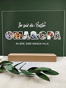 BRTNUP Oma Opa Geschenk Von Enkel - Holzbuchstaben Bastelset Mit Bilderrahmen