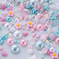 Vista 36 de 60g de perlas blancas de parte trasera plana con diamantes de imitación para manualidades, tamaño mixto de 3mm-10mm, color AB, redondas, mitad