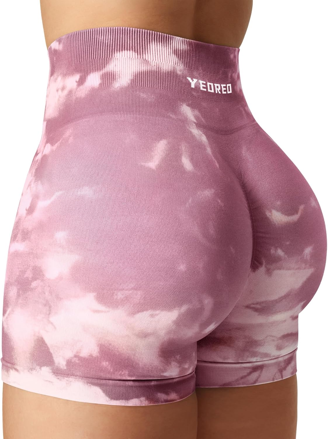 YEOREO Scrunch Workout Shorts Butt Lifting Jada Shorts Tie Dye Seamless Gym Biker Screen Print 3.6" Training Shorts