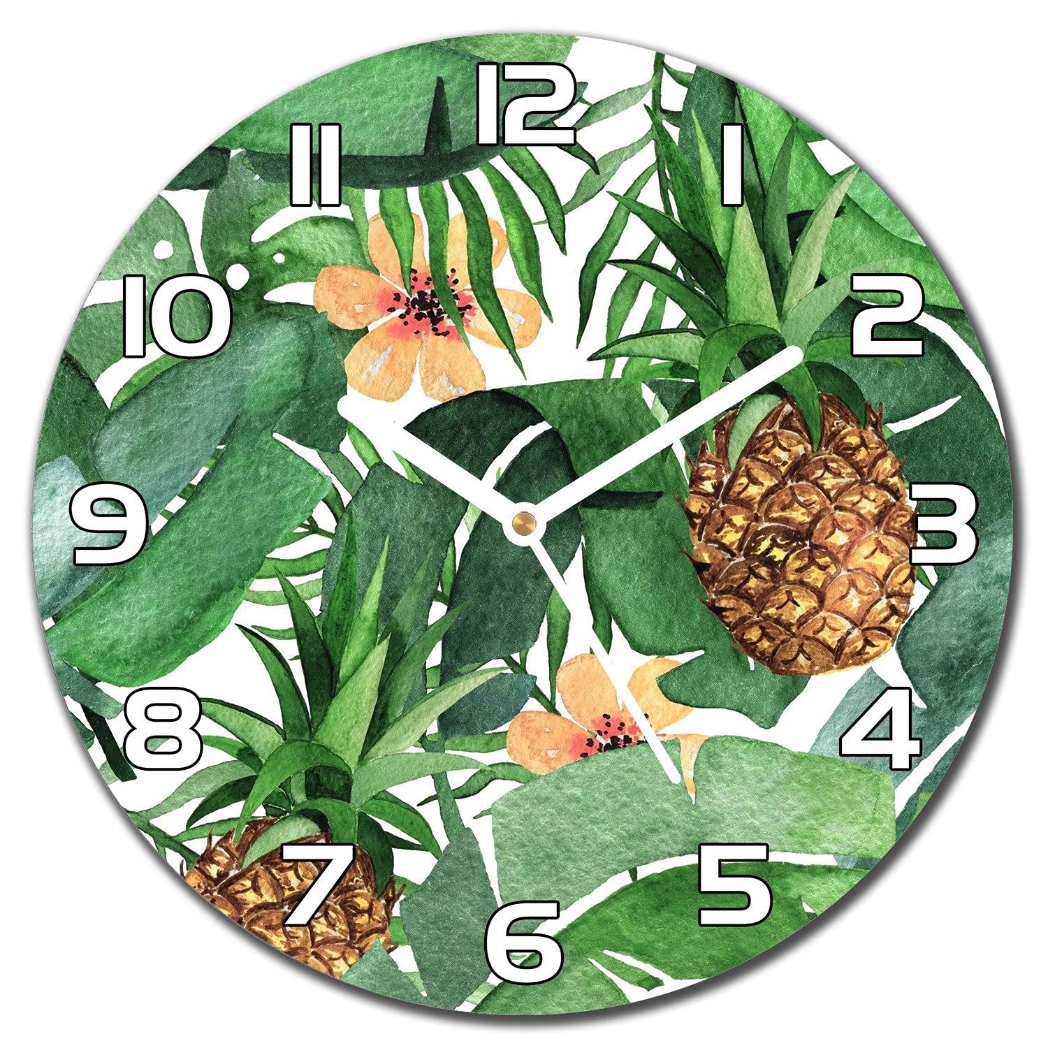 Horloge en verre Cuisine Salon Feuilles d'épinosité 30 cm