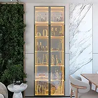 Cristaleira 2 Portas Reflecta com Led e Espelho 76cm 100% Mdf Luminare Off White