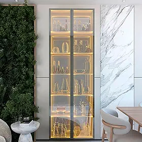 Cristaleira 2 Portas Reflecta com Led e Espelho 76cm 100% Mdf Luminare Off White