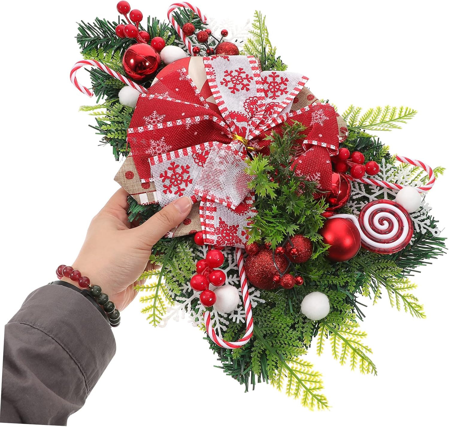 Christmas Wreath Pendant Style Christmas Door Hanging Decor Lightweight Decorative Ornament for Walls Holiday Cheer