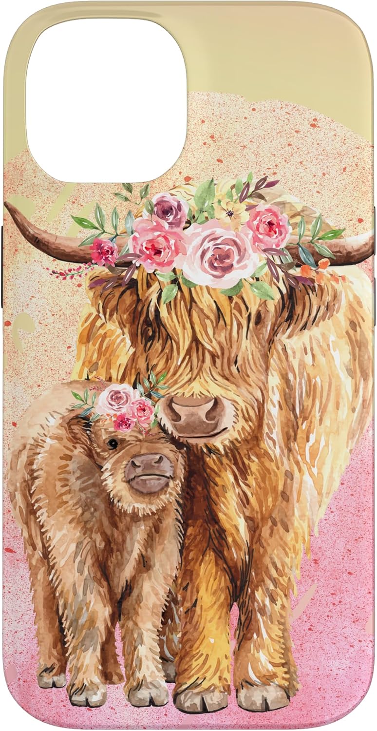 Cute Scottish Highland Cow Calf For Mom Animal Lover Retro Case for iPhone XR