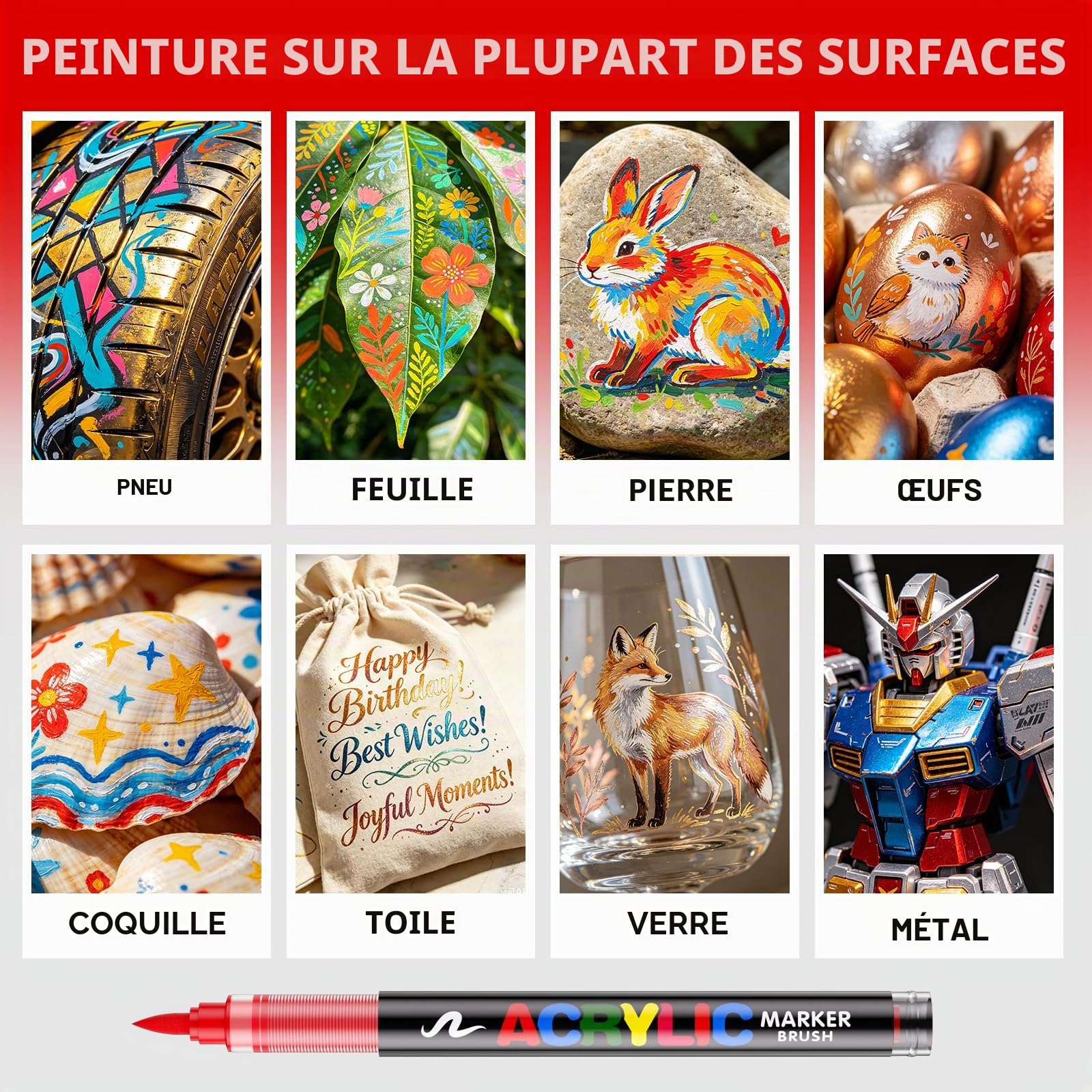 Sanyetral 408 Couleurs Feutre Acrylique, Marqueur Acryliques Pointe 1-5mm