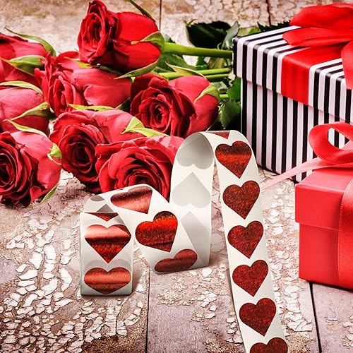 Miniatura 7 de Zonon 1000 calcomanías de corazón con purpurina, rollo de calcomanías decorativas autoadhesivas para bodas, aniversarios, fiestas, tarjetas, cajas,