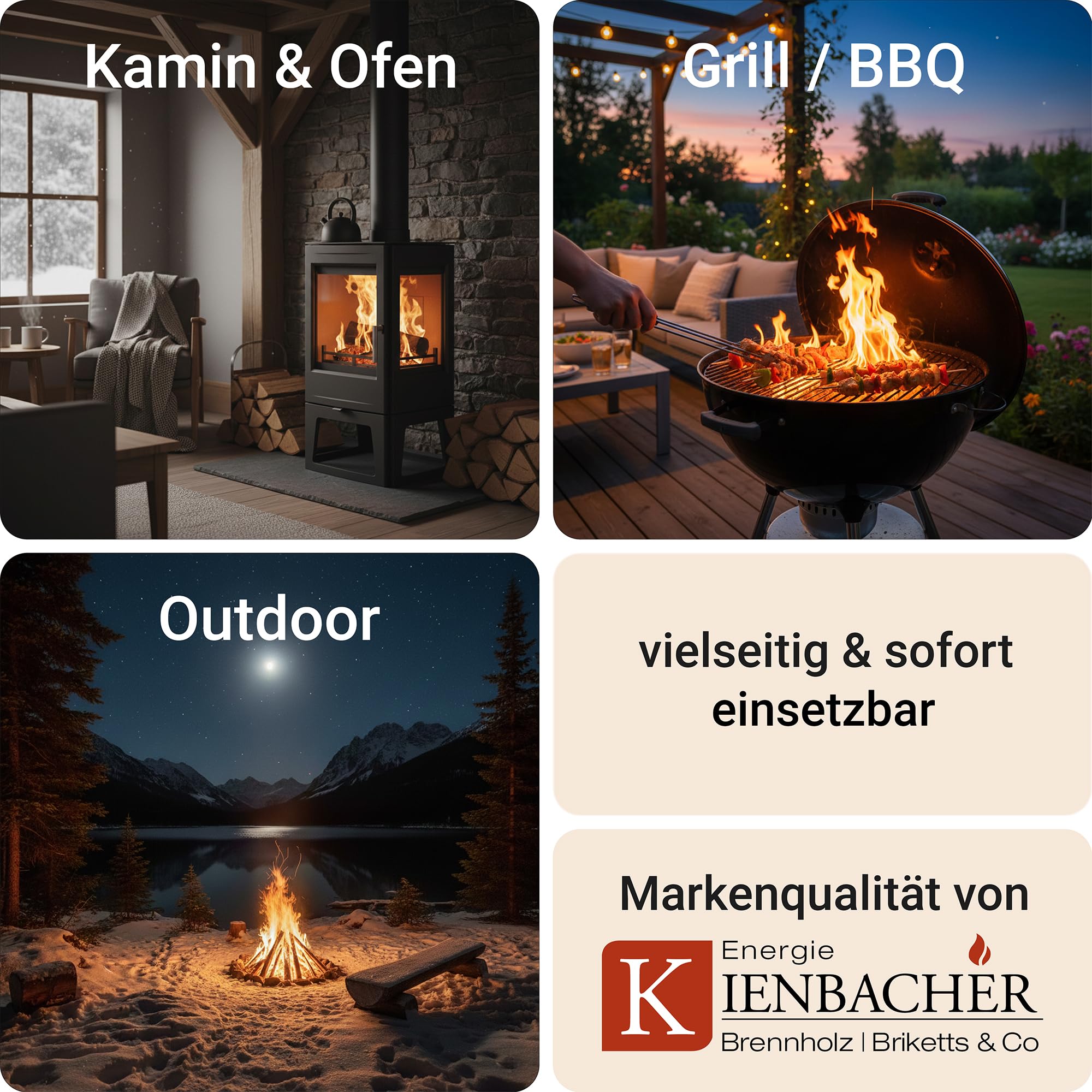 Briquetas de haya pura de haya de 30 kg, en el paquete, madera dura, chimenea, estufa, calefacción, madera, soporte para brasas, haya, RUF, briquetas rectangulares, Energie Kienbacher (3 x 10 kg)