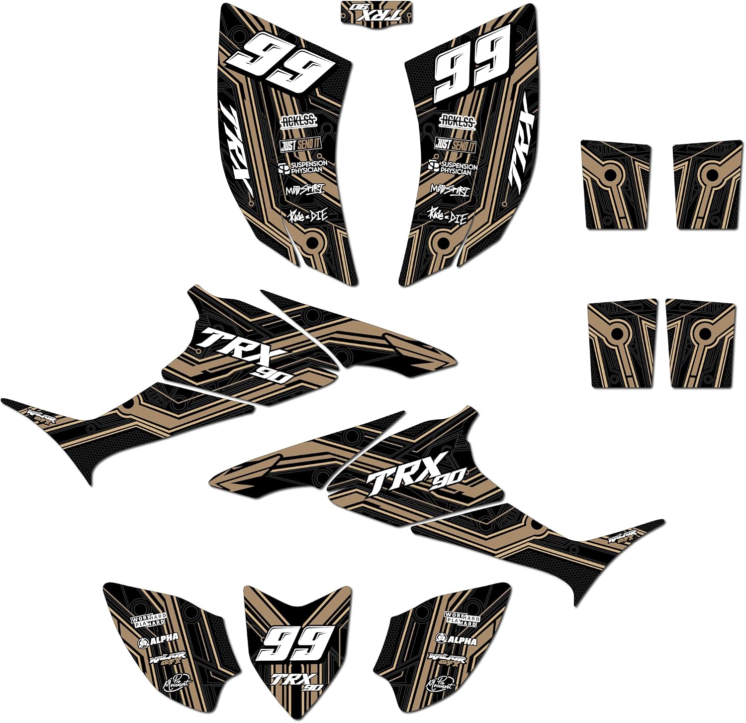 Graphics Kit for Honda TRX90 (2006+) ELECTRON Series Red 16 Mil - On/Off the Road - ATV UTV Dirt bike stickers, Quad dirtbike racing decal automotive motocross accessories no-plastics