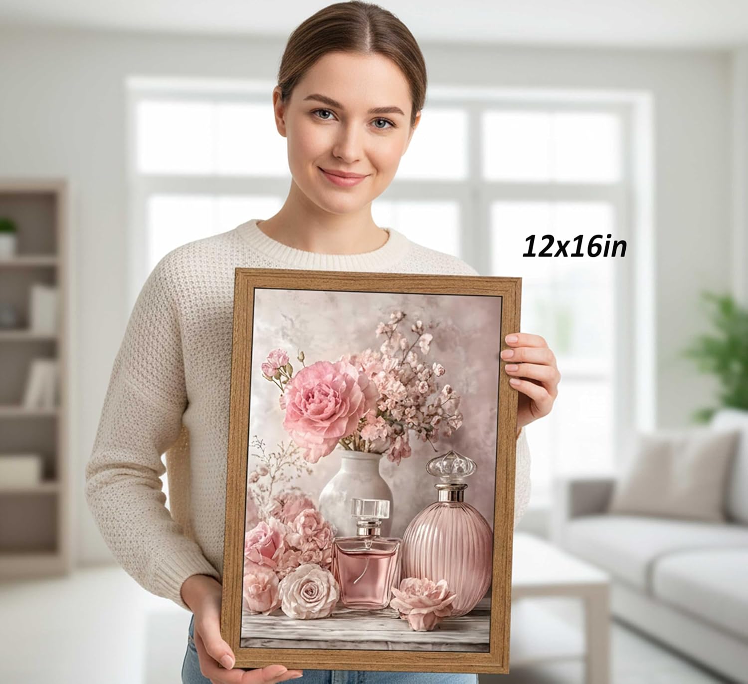 Framed Pink Flower Canvas Wall Art 12x16in image 5