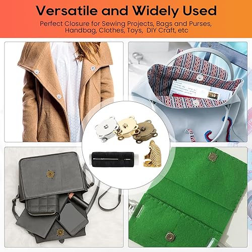 Miniatura 6 de 30 juegos de broches magnéticos, broches magnéticos para bolsos con accesorios de costura, cierres magnéticos para coser manualidades, bolsos, ropa,