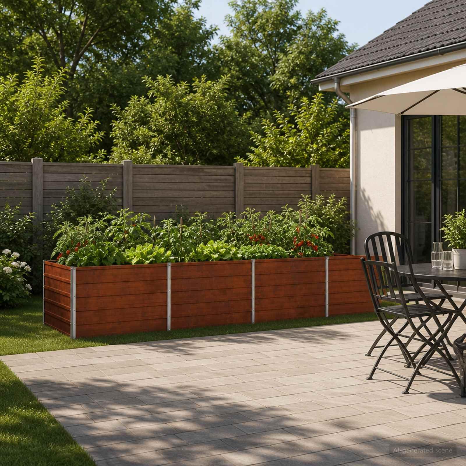 Jardinière surélevée en acier inoxydable - 320 x 80 x 55 cm - Pour potager - Parterre d'herbes aromatiques - Résistant aux intempéries et sans sol - Pour l'extérieur