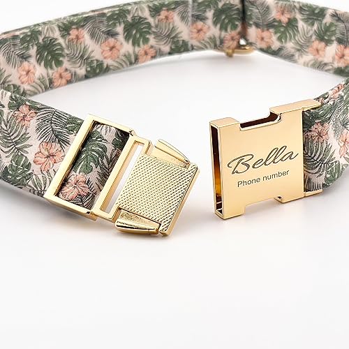 Miniatura 2 de Organic Cotton Dog Collar - Handmade in Denmark - Tropical Pink Hibiscus Flowers