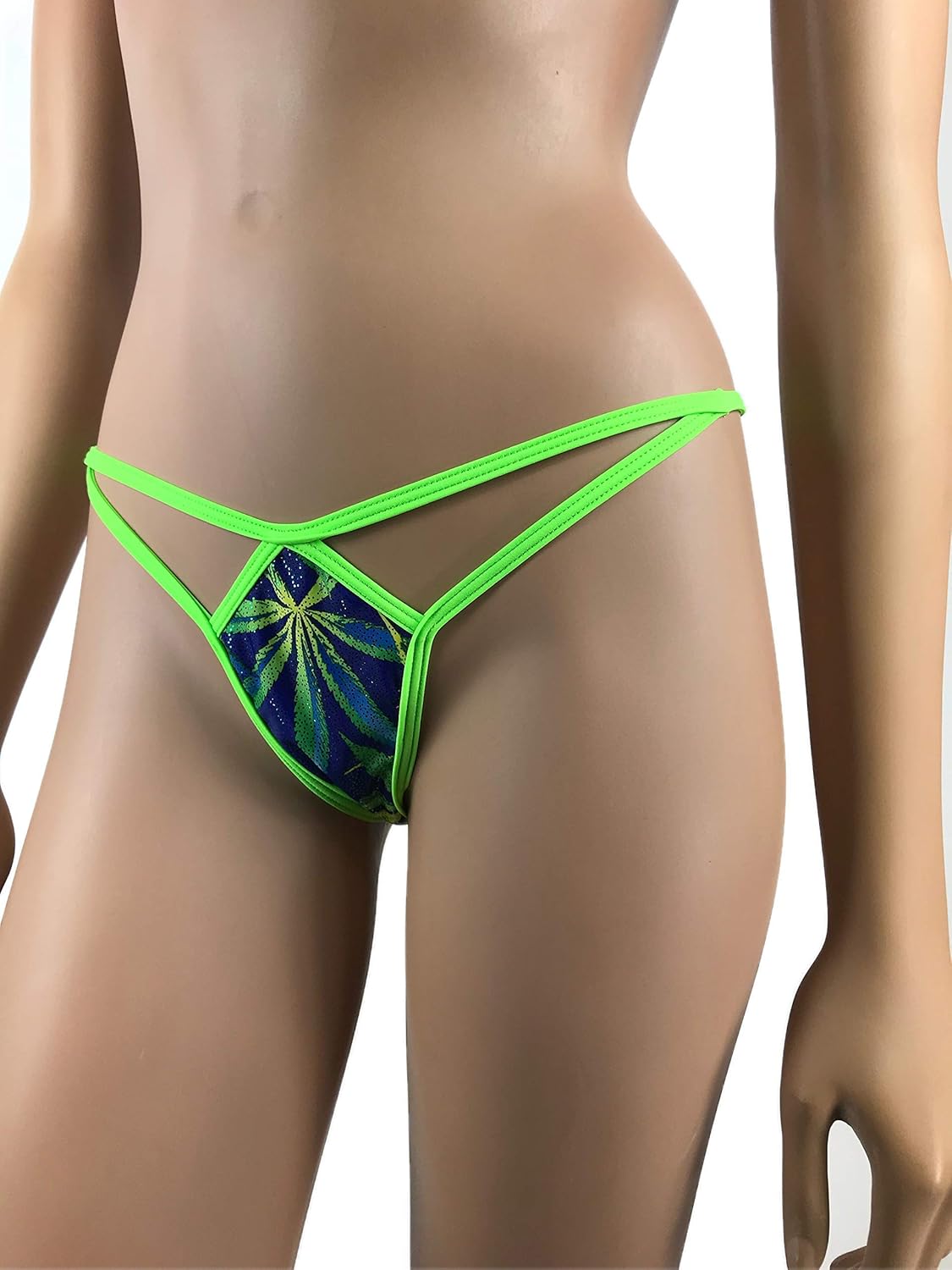 Exotic Dancewear G -Thong Mini Micro String Thong V Thong Tanga Bikini Bottom Marijuana Weed Minimal coverage Thong Rave Outfits Thong Brazilian Micro Bikini Polewear Stripperwear - Image 2