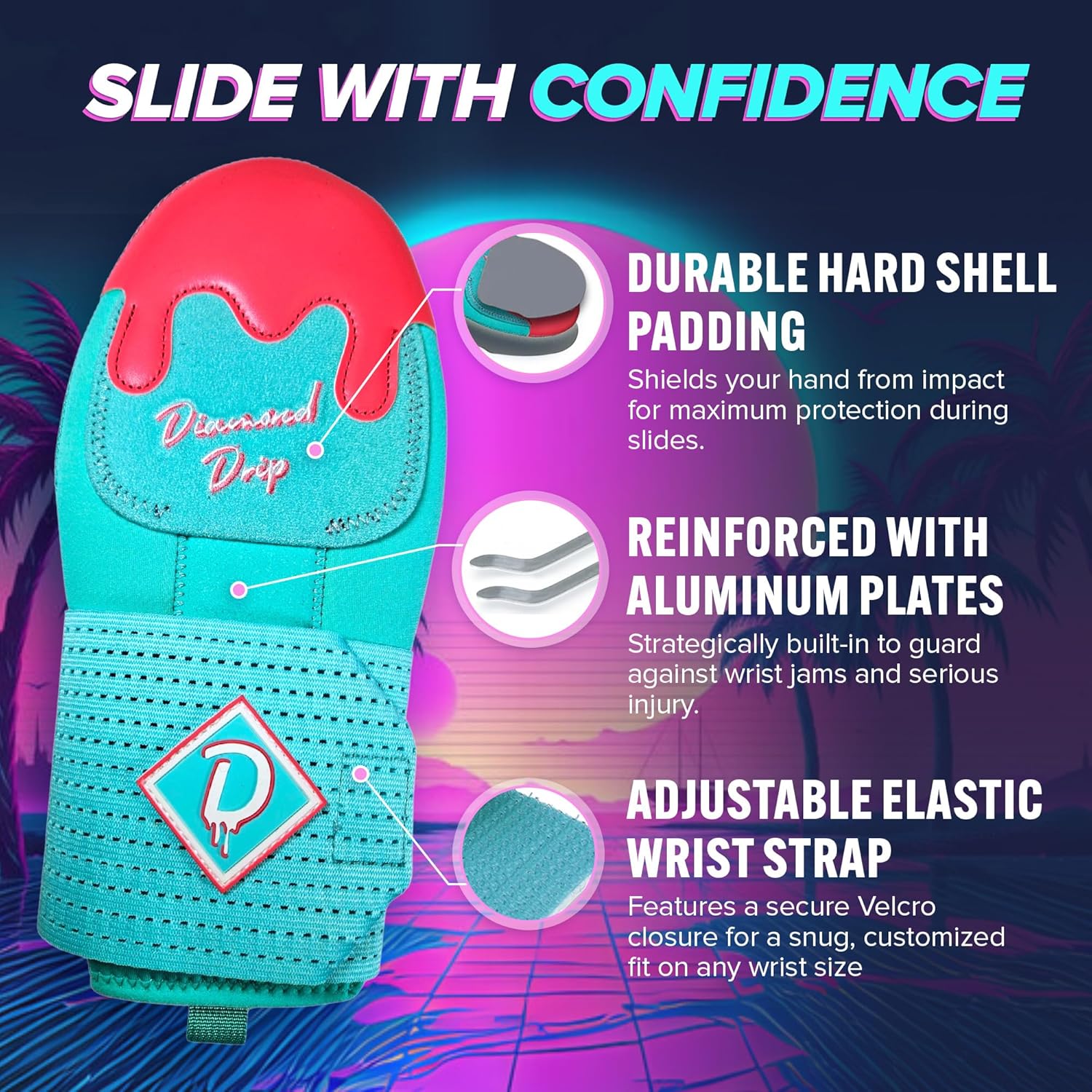 Baseball Sliding Mitt Adult Size - Ice Cream Sliding Mitt for High School & Adult Age Players, for Baseball & Softball, Ambidextrous, Hard Pad for Hand Protection, Neoprene Fabric & Premium Leather