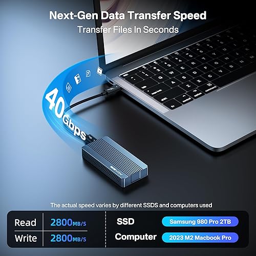 Miniatura 4 de ACASIS Carcasa SSD M.2 NVMe de 40 Gbps con ventilador de refrigeración integrado, instalación sin herramientas, TBU 405 Pro para M1 M2 ProMax,