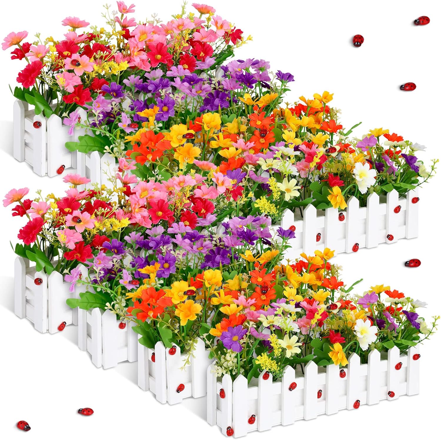 Jexine Artificial Flower Plants Potted Daisy Flowers Faux