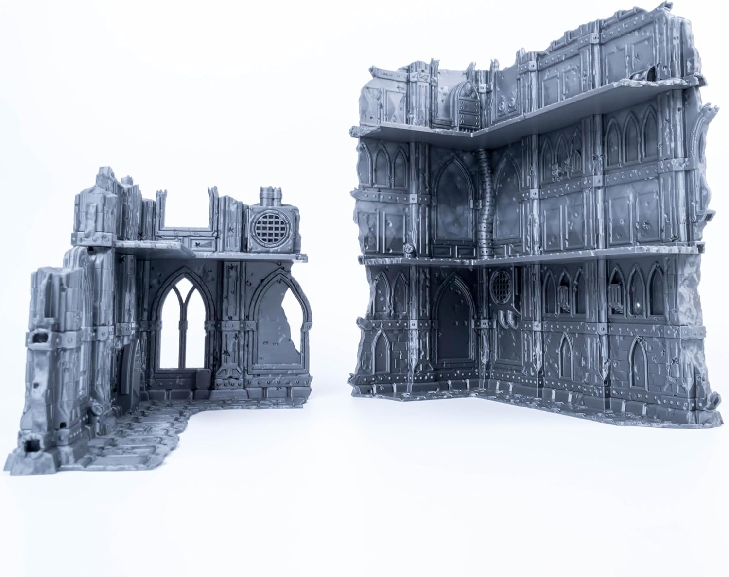 Domina Ferrum Ruins Set: Grim Dark Gothic Sci-Fi Terrain for Tabletop RPGs and Wargames, 28/32mm Scale, Unpainted