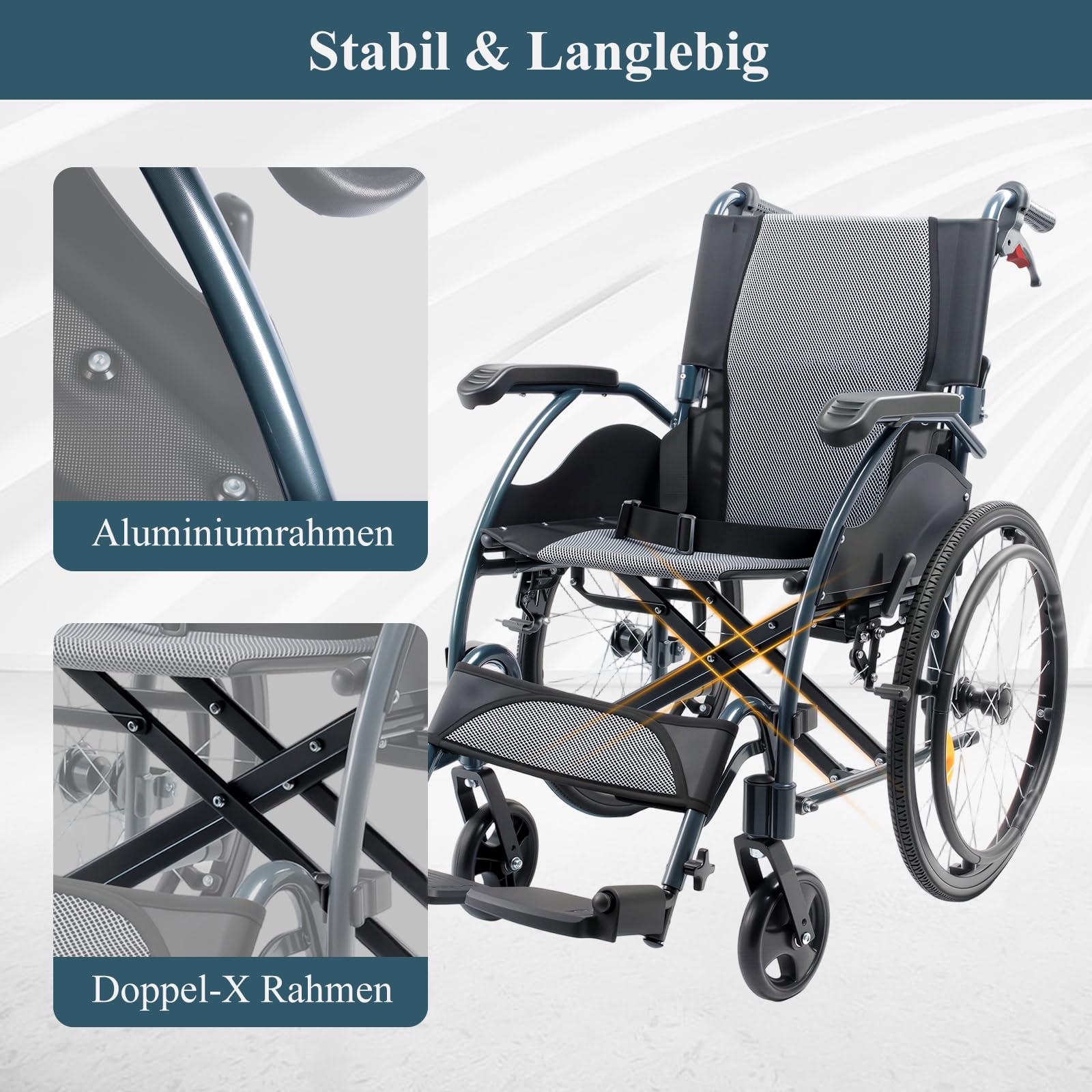 Rollstuhl Faltbar Leicht mit Selbstantrieb 12KG（IN-863HM）
