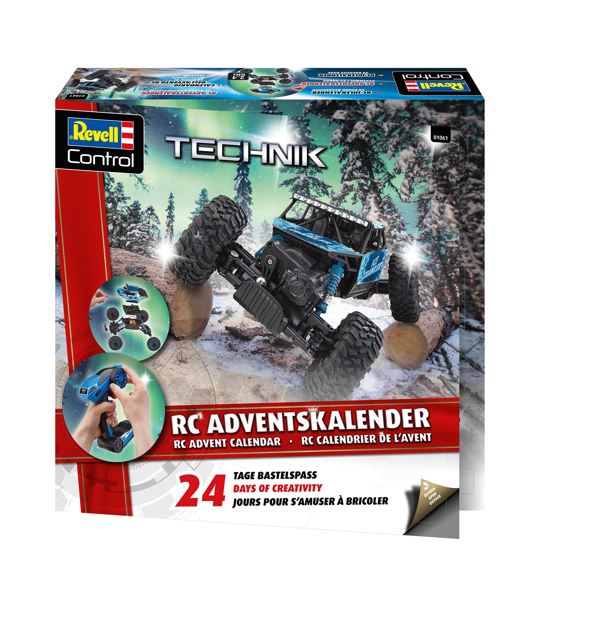 Revell Calendario dell'Avvento RC Crawler I, calendario dell'avvento telecomandato per artigiani, per ragazzi, ragazze e adulti, regalo per Natale dai 10 anni