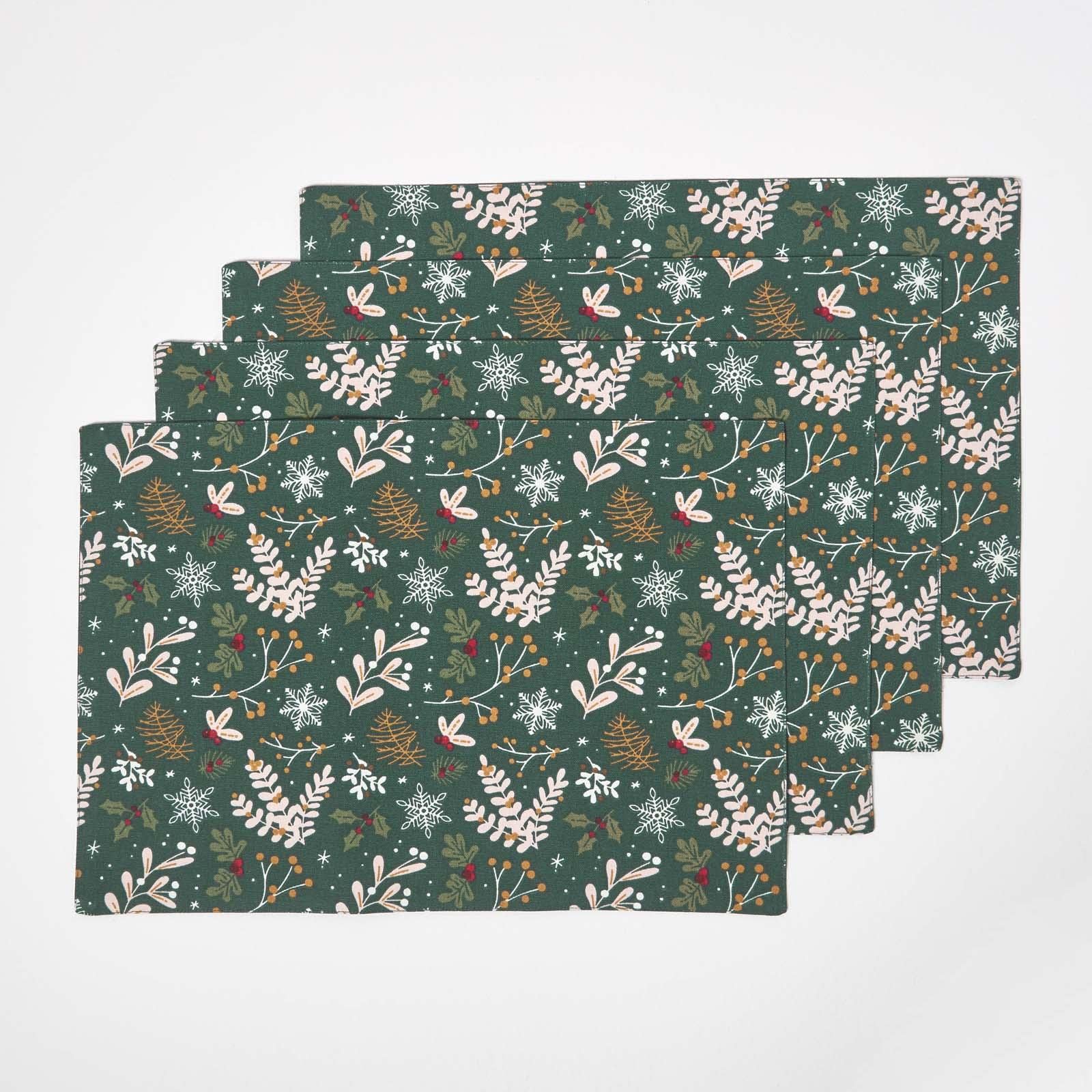 Homescapes Festive Forest Green Christmas PlacematsSet Of 4 from B&Q