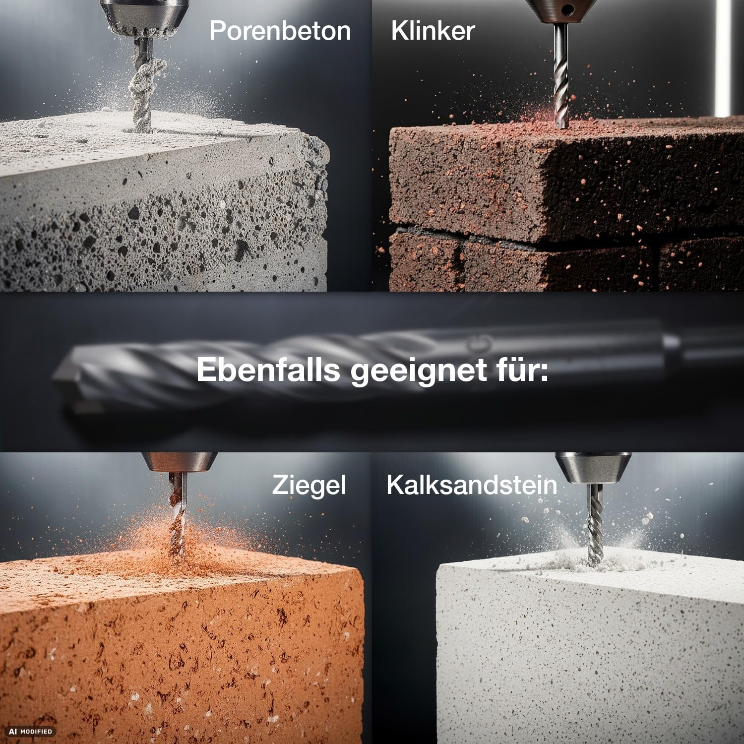 Twistdrill SDS-Plus Wiertło udarowe PRO zestaw 7-częściowy z 2 ostrzami 110-160 mm – wiertło do betonu do muru, cegły i kamienia wapienno-piaskowego – szybkie wiertło do kamienia z końcówką z twardego