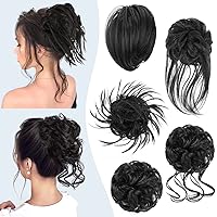Vista 18 de HMD 5 Piezas de Extensiones de Cabello Estilo Chongo Alborotado para Mujer, Extensiones de Cabello Estilo Updo Desordenado con Banda Elástica