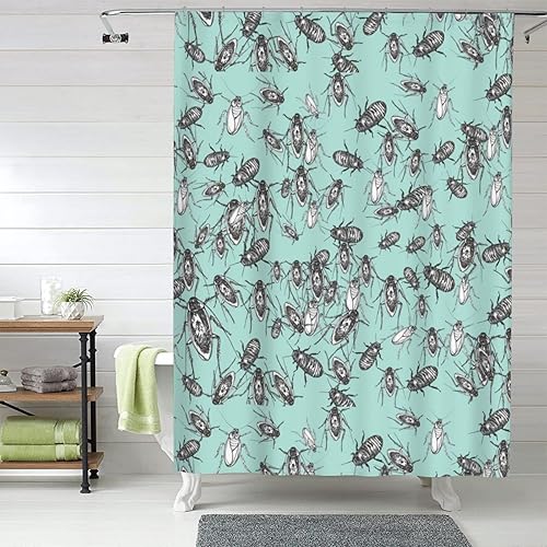 Miniatura 7 de Cortina de ducha de insectos de cucaracha para baño, juego de cortinas de baño divertidas con ganchos de hierro, decoración del hogar, regalo, 60 x