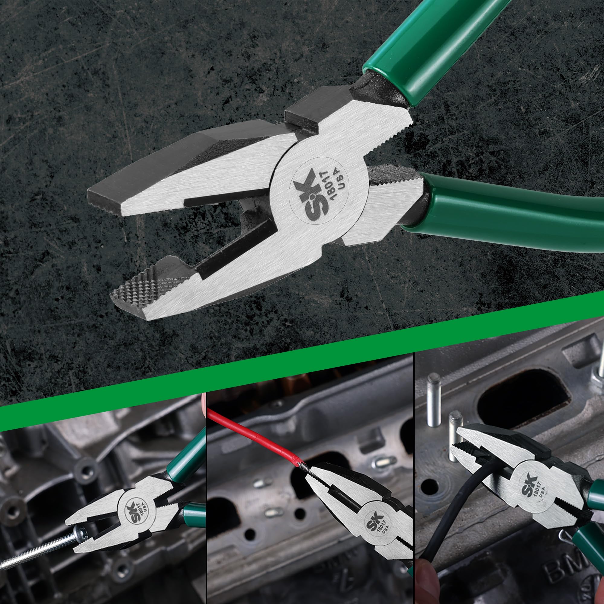 SK Tools USA Linesman 18017 - Alicates de corte lateral, 7 pulgadas de largo