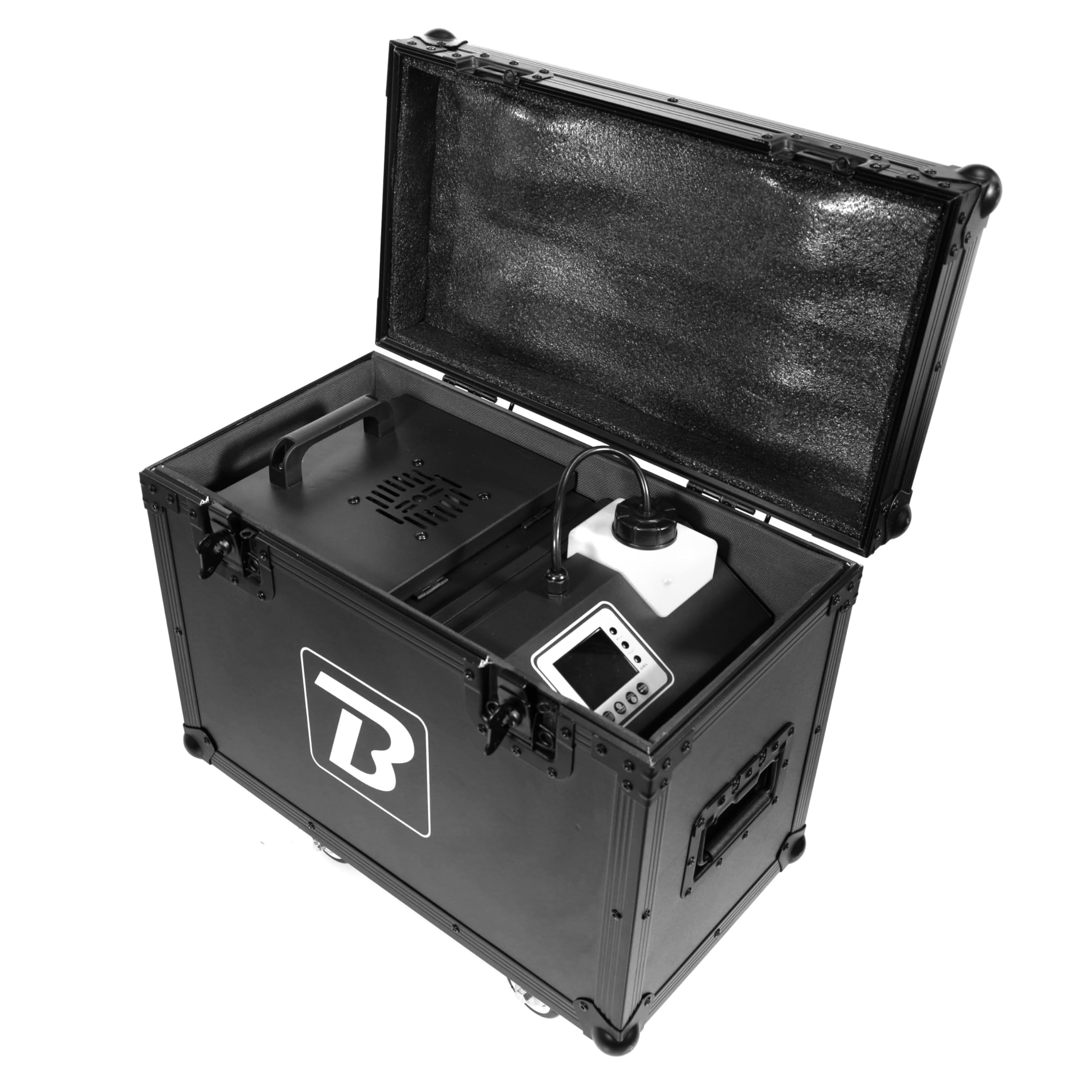 BoomToneDJ Cirrus 1000 Flight Case Universale Nero con Rotelle. Valigia Professionale. Angoli in Alluminio. Rinforzi Angolari. Dimensioni 543 x 390 x 269 mm.
