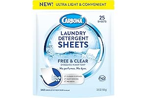 Carbona Super White Laundry Detergent Sheets: Free & Clear (25-Count)