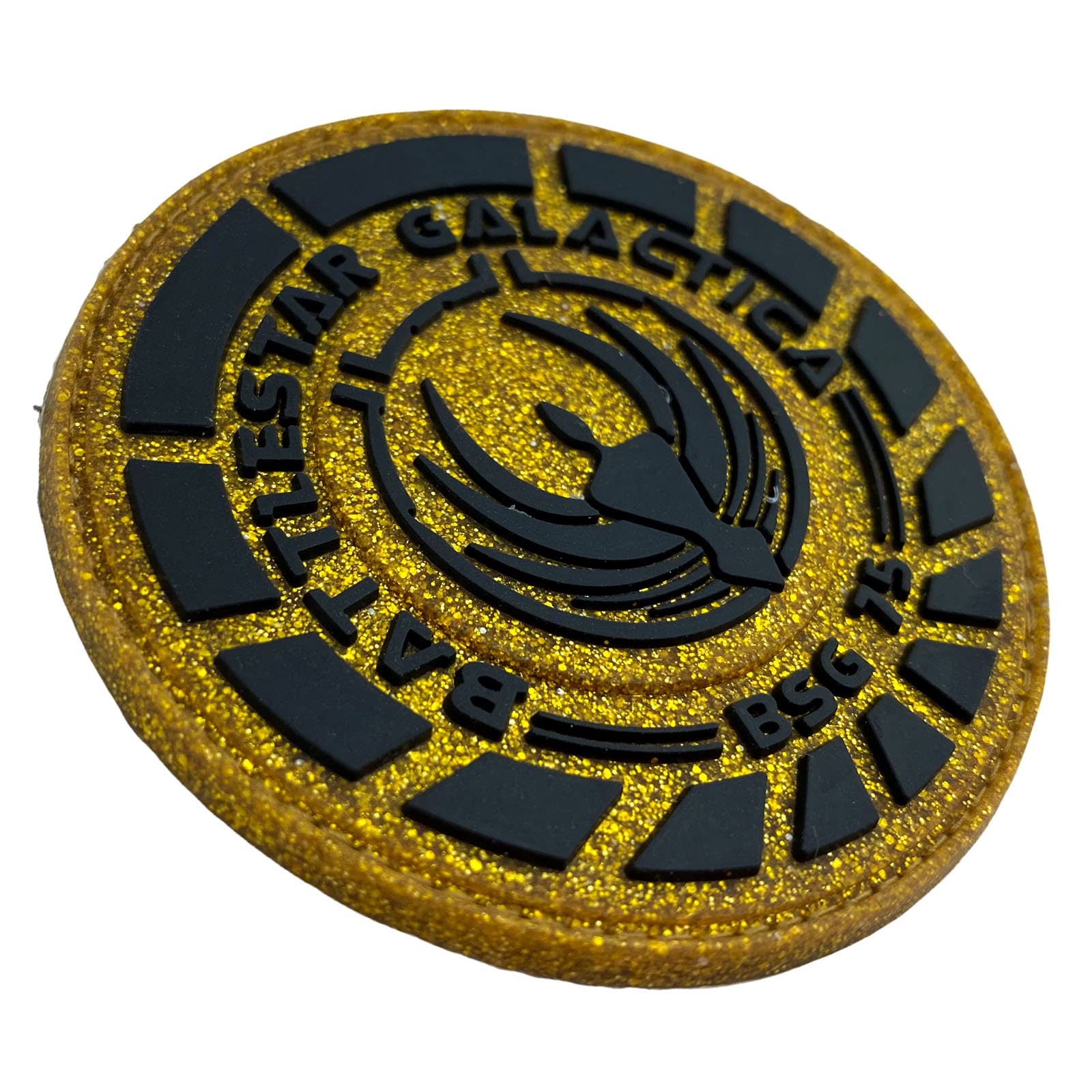 Battlestar Galactica BSG 75 Officer Gold Black PVC Airsoft Cosplay Patch, 70mm diameter - Image 3