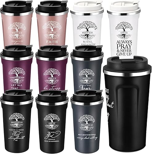 Vista 10 de Meanplan Juego de 10 Regalos Cristianos Vasos Tumbler a Granel con Versículos Bíblicos de 17 oz Taza de Café Regalos Religiosos a Granel Taza