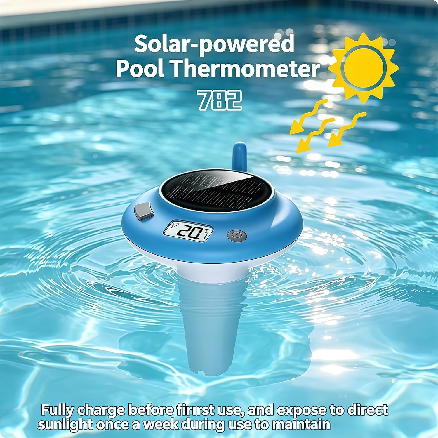 and Spa Water Gauge Floating Solar Digital Meter with LCD Temperature Display and Two-Unit Reading for Daily Pool Water Checks Rechargeable Temp Meter Two Unit Pool Gauge