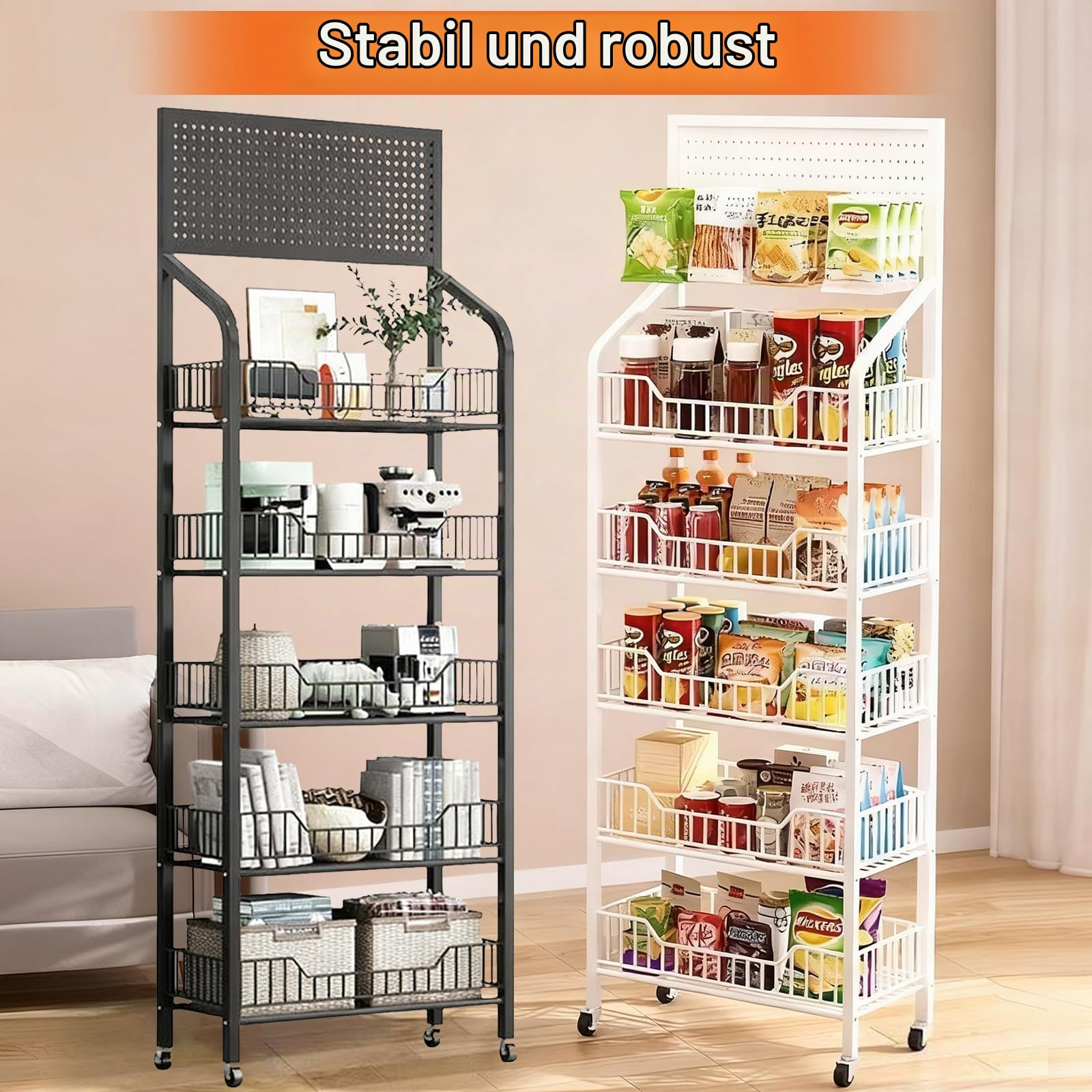 Snack-Regal im Supermarkt,Süßigkeiten-Ausstellungsständer für den Einzelhandel,Gitterregal,Klappbares Regal mit Rollen,Snackregal mit 5 Ebenen,Einzelhandelsständer,für Einzelhandel,Küche,Büro,.