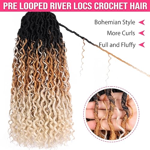 Miniatura 4 de Cabello de ganchillo Goddess Locs de 24 pulgadas, 8 paquetes de cabello rizado sintético de ganchillo para mujeres negras, cabello de ganchillo