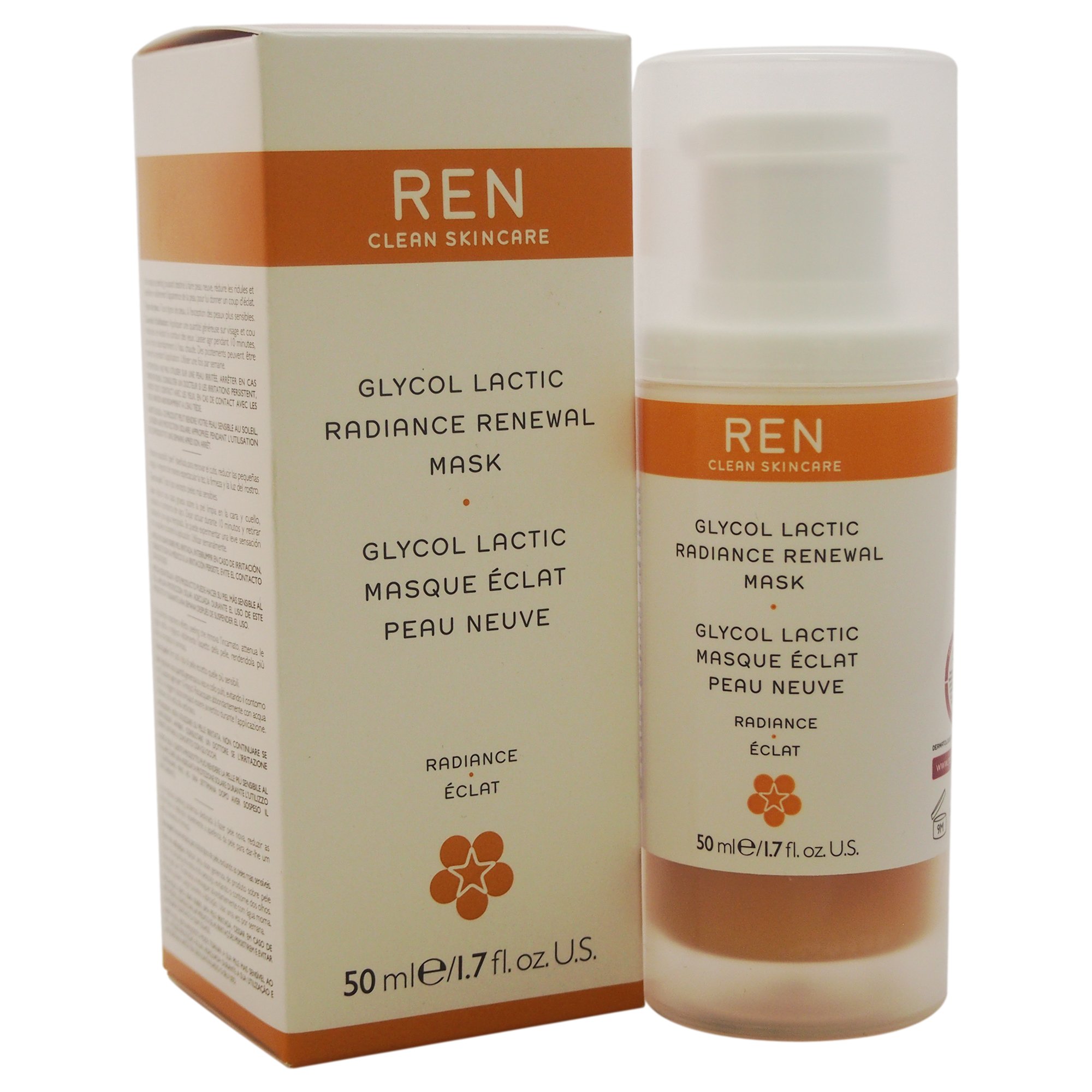 REN Clean Skincare Glycol Lactic Radiance Renewal Mask, 1.7 Fl Oz