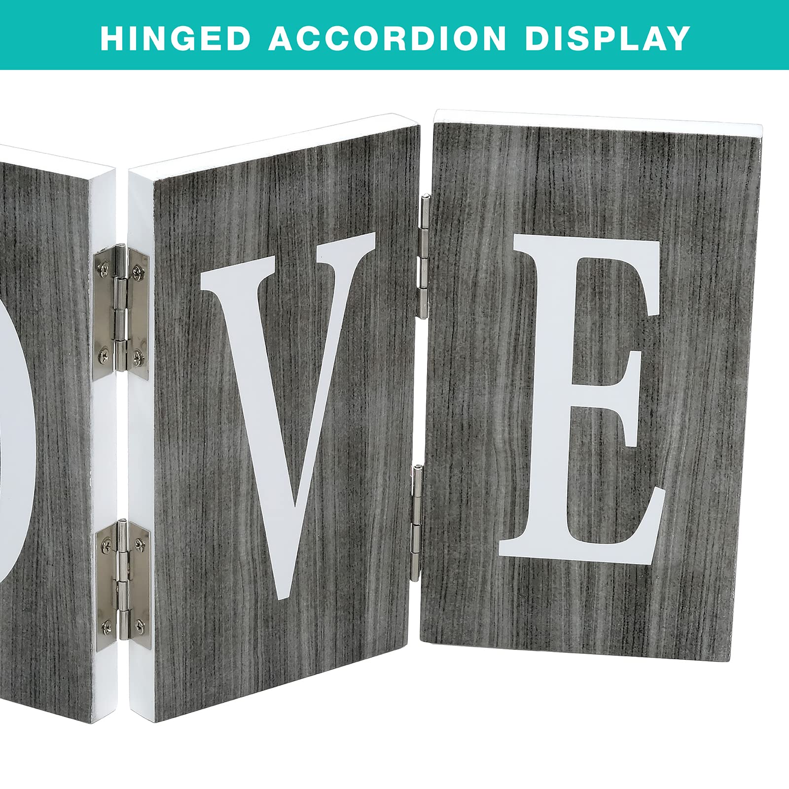 EXCELLO GLOBAL PRODUCTS Señal de acordeón con bisagras gris - Love