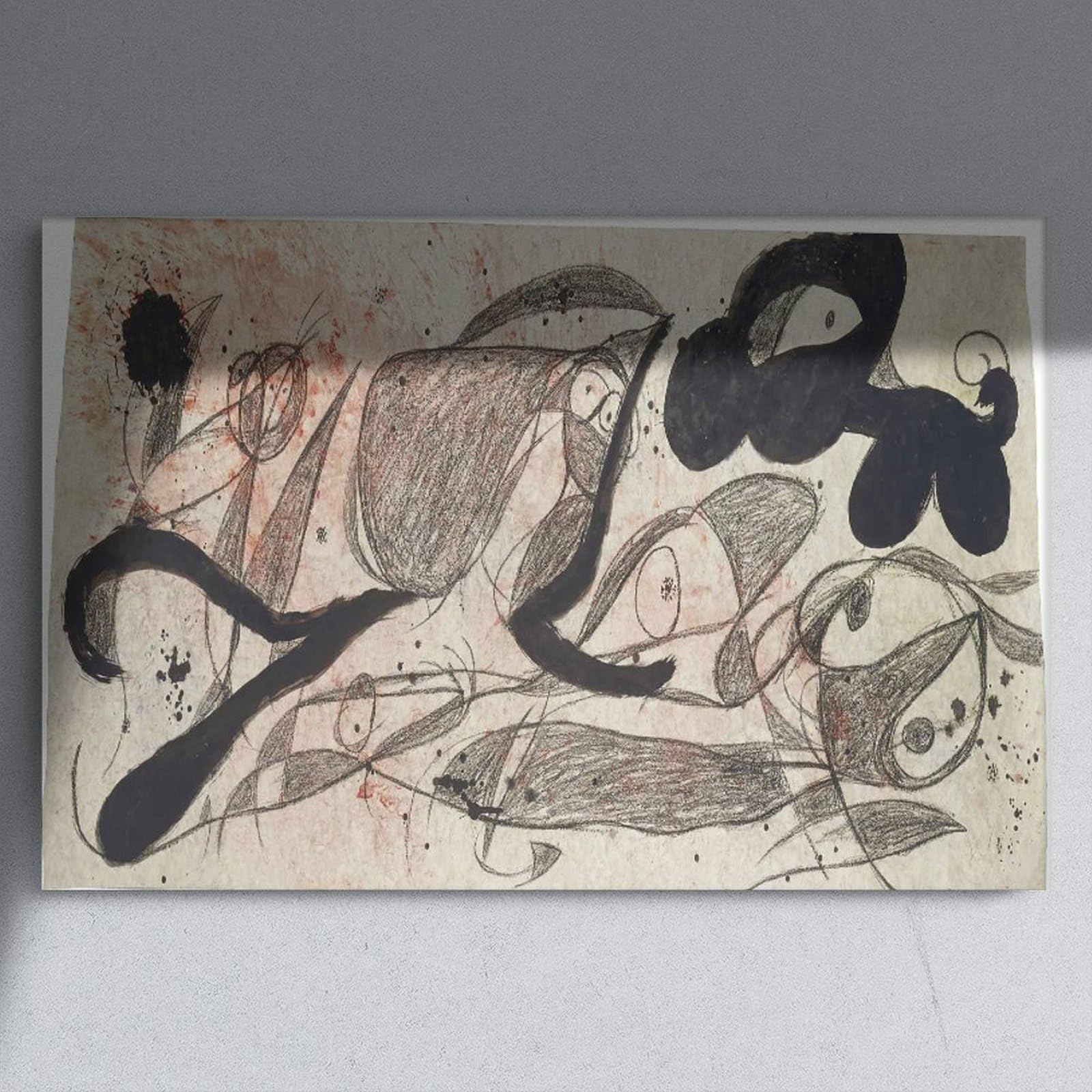 WCYB Joan Miro Prints plakat na płótnie, motyw: Oiseaux, Chien, do biura, salonu, bez ramy, 40,6 x 61 cm (dł. x szer.)