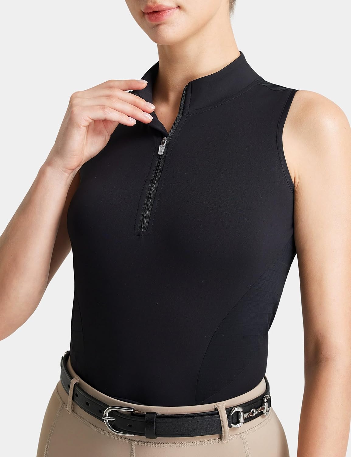 FitsT4 Sports Women Equestrian Shirts Sleeveless Horse Riding Shirts Quick Dry UPF50+ Tank Tops Golf Shirts Quarter Zip - Image 3