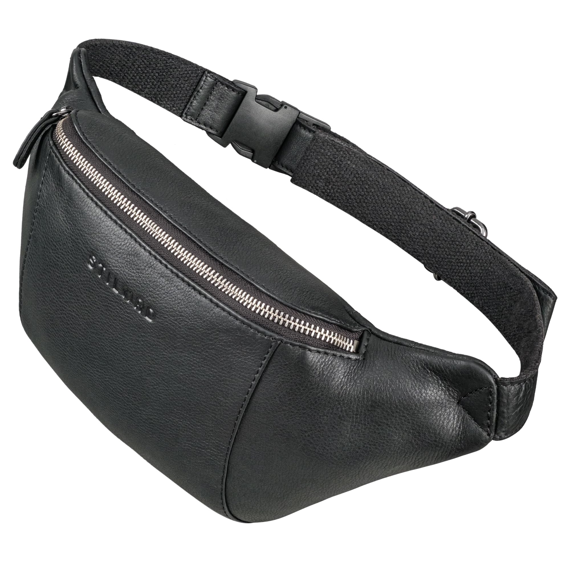 STILORD 'Pino' Elegante Bauchtasche Leder Klein als Handy Gürteltasche Vintage Hüfttasche Damen oder Brusttasche Herren Leder Kleiner Brustbeutel Echtleder, Farbe:schwarz